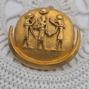 Vintage MMA Pendant Gold Tone Egyptian Revival Crescent Moon 1976